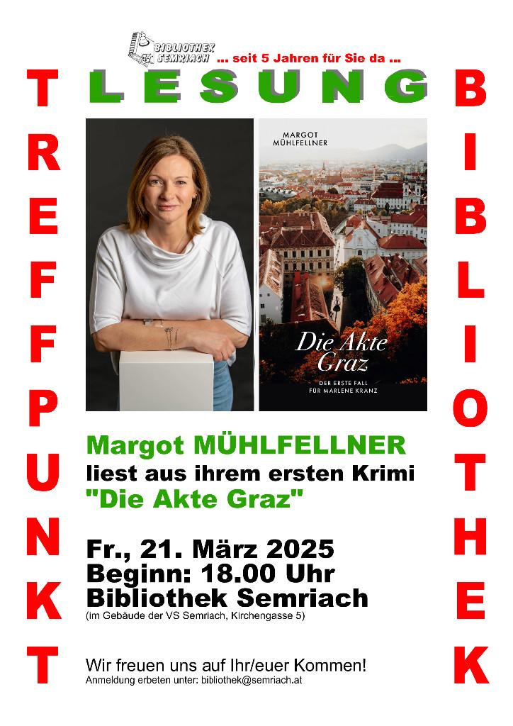 Plakat Lesung Margot Mühlfellner