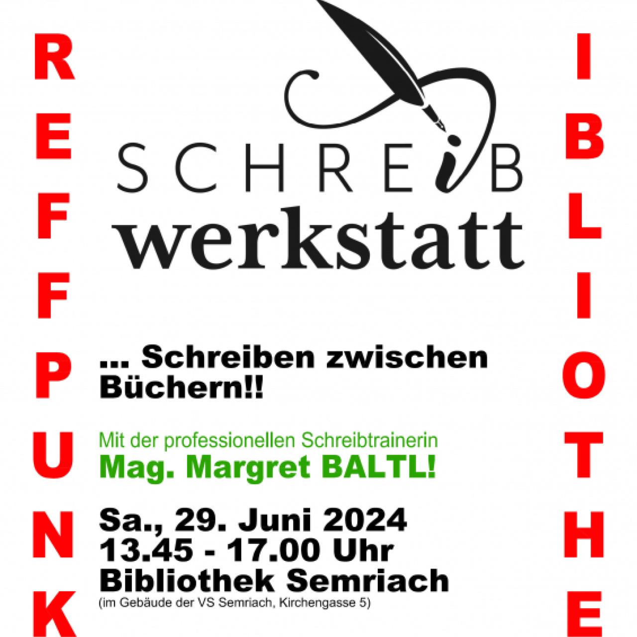 Plakat Schreibwerkstatt Bibliothek Semriach